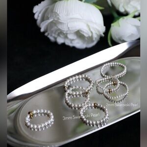 Gold Pearl Ring Made with high quality Swarovski Pearls 2mm